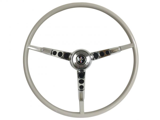 Auto Pro USA 1964 Ford Mustang VSW Steering Wheel OE Series Kit, Incl. 15 in. Dia. White Steering Wheel, Horn Contact Kit Pre-Installed - Spring ST3033WTE-33HR-KIT