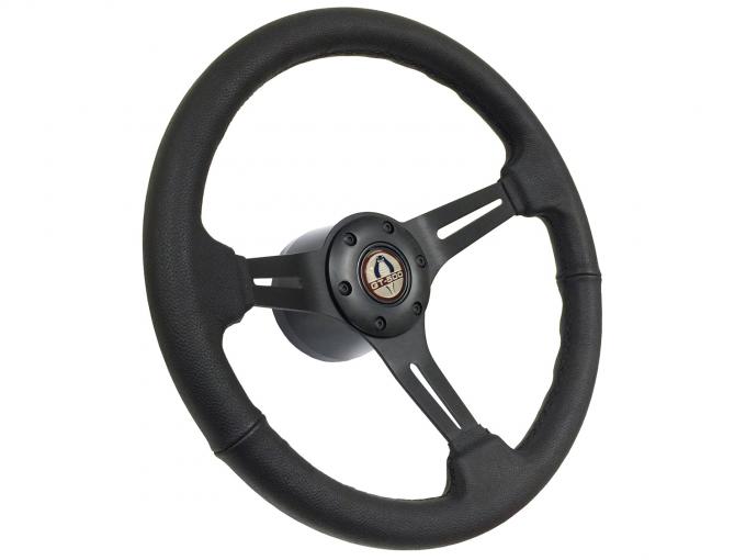 Auto Pro USA 1965-1967 Ford Mustang VSW S6 Sport Leather Steering Wheel Kit, Incl. 14 in. Dia. Steering Wheel, 6-Bolt Kit 70 mm ST3060B-9B-4BLK