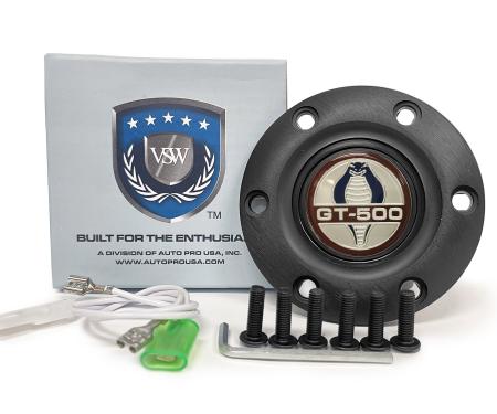 Auto Pro USA 1967-2014 Ford Mustang VSW Steering Wheel S6 Horn Button, w/Ford Cobra GT-500 Emblem, Black STE1004BLK