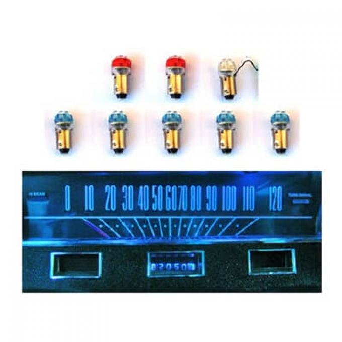 Scott Drake 1964 Ford Mustang Instrument Panel LED Light Bulb Set, Long Speedometer SD-6456-GA-BL