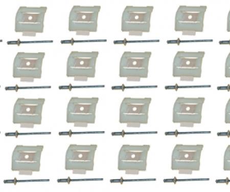 Classic Headquarters Ford Truck Body Side Molding Clips Set with Rivets, 32 Clips F-143A