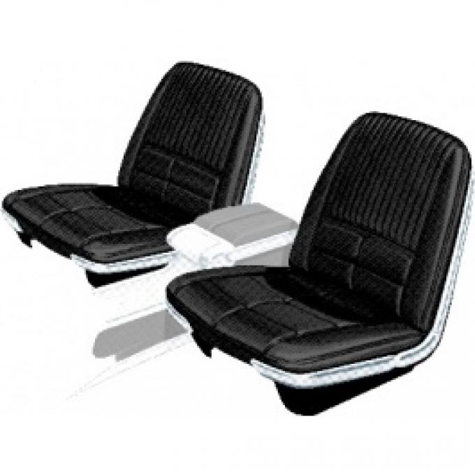 Ford Thunderbird Front Bucket Seat Covers, Vinyl, Black #23, Trim Code 26, Without Reclining Passenger Seat, 1966