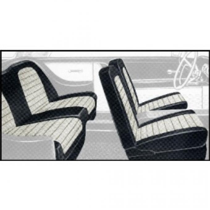 Ford Thunderbird Front Bucket & Rear Bench Seat Covers, Full Set, Vinyl, Black #1 & White #2, Trim Code XH, 1958