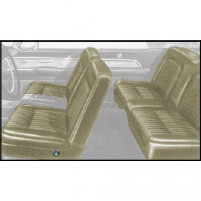 Ford Thunderbird Front Bucket & Rear Bench Seat Covers, Full Set, Vinyl, Light Beige (Pearl White) #26, Trim Code 54, 1961-62