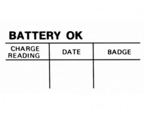 Ford Thunderbird Battery Decal, Test OK, 1964-66