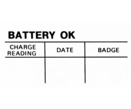 Ford Thunderbird Battery Decal, Test OK, 1964-66