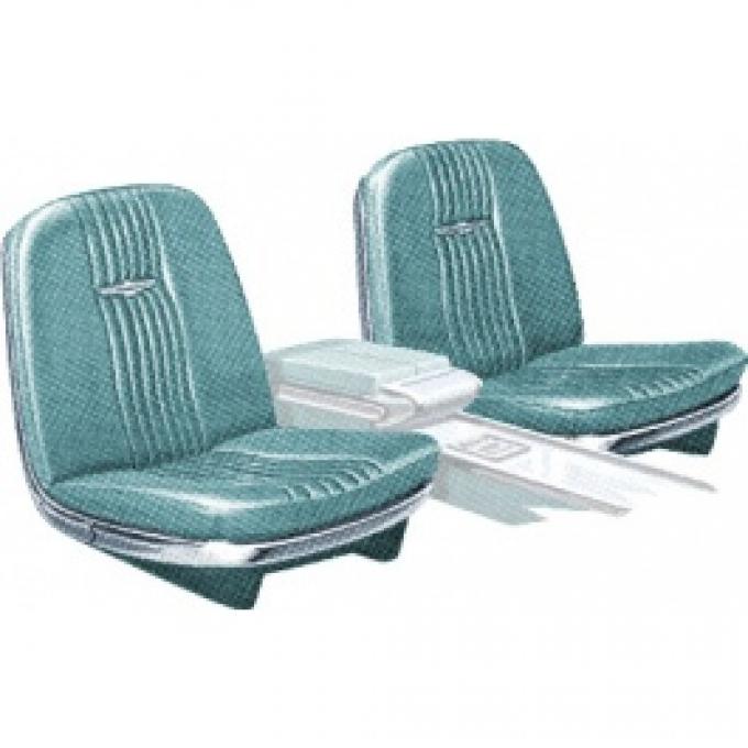 Ford Thunderbird Front Bucket Seat Covers, Vinyl, Light Turquoise #25, Trim Codes 57 & 57A & 57B, Without Reclining Passenger Seat, 1964