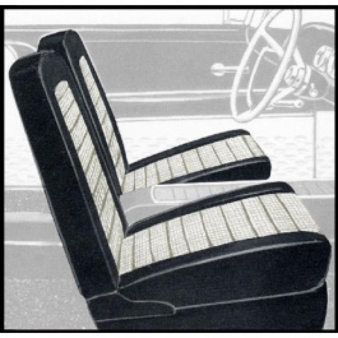 Ford Thunderbird Front Bucket Seat Covers, Vinyl, Black #1 & White #2, Trim Code XH, 1958