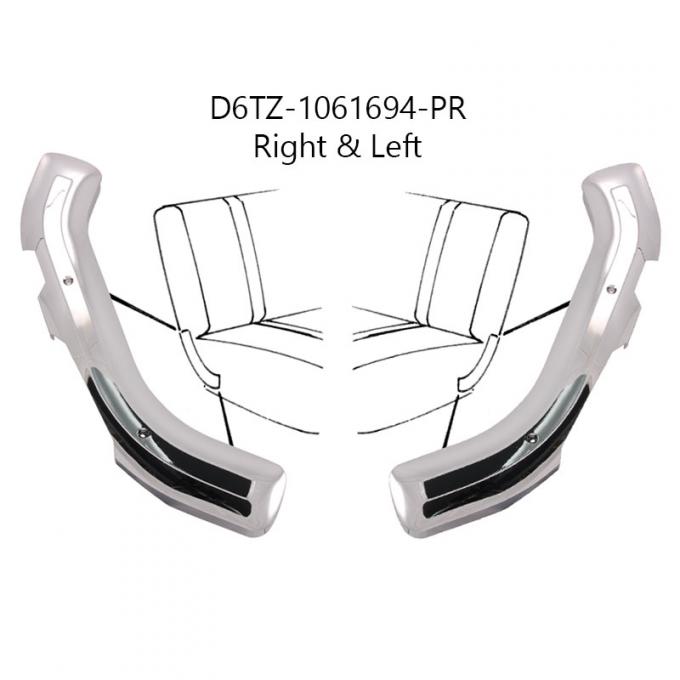 Dennis Carpenter Seat Back Pivot Side Covers - Chrome - Pair - 1973-79 Ford Truck D6TZ-1061694-PR