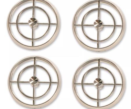 Air Conditioner Register Set - 4 Pieces - Round Chrome Plastic