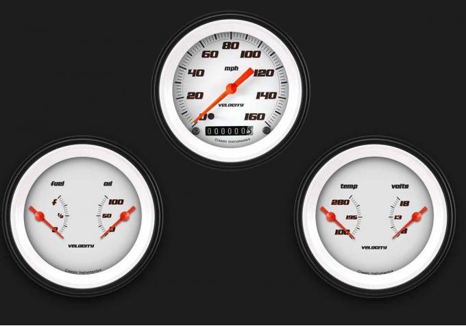 Classic Instruments Velocity White Three Gauge Set VS04WBLF