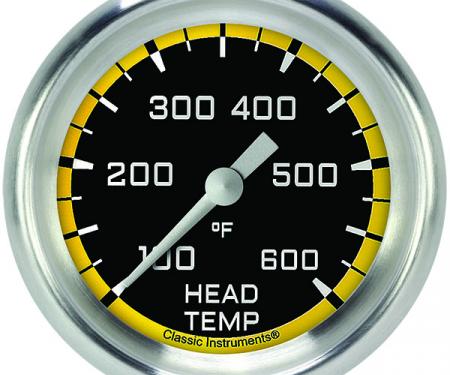 Classic Instruments Autocross Yellow 2 5/8" Cylinder Head Temp. Gauge AX397YAPF