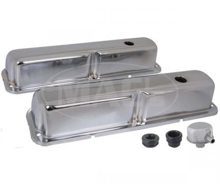 Valve Covers, Chrome, 390, 427 & 428, V8, With Oil Cap With Tube