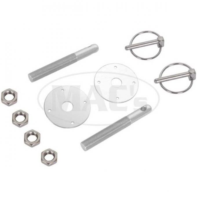 Aluminum Hood Pin Kit, Silver