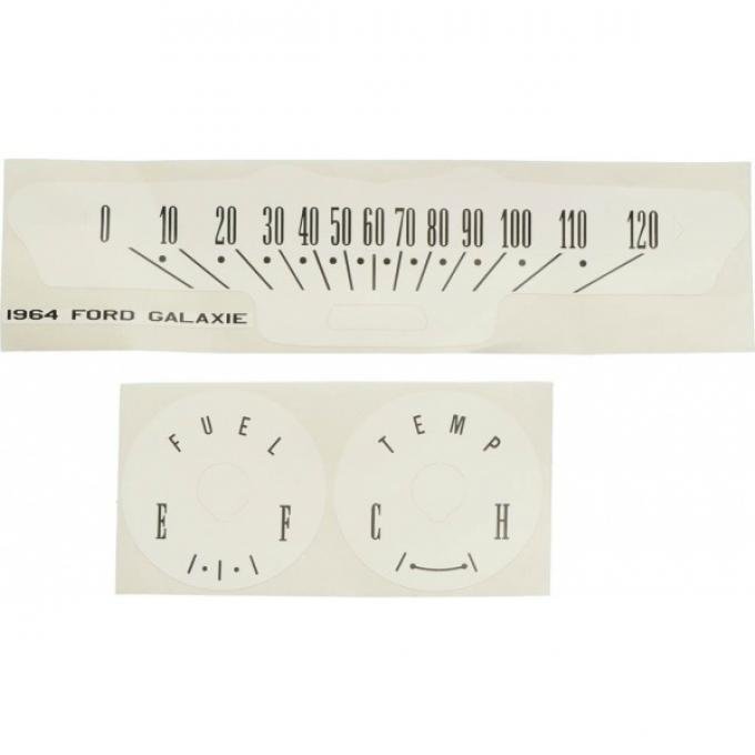 Ford Galaxie White Face Gauge Overlay, 1964