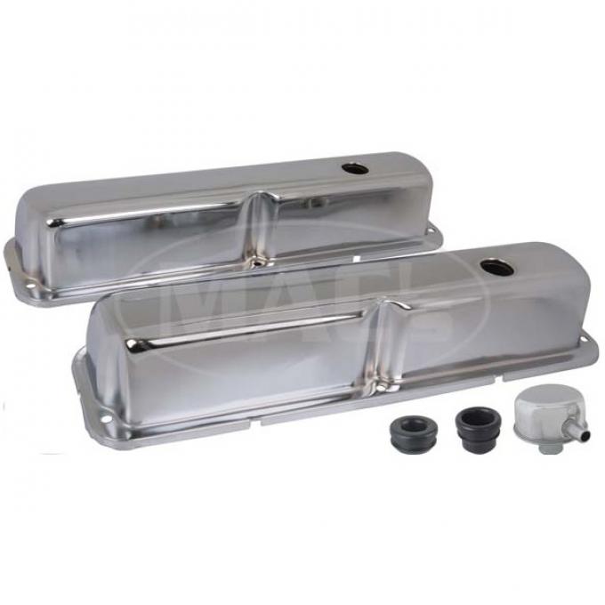 Valve Covers, Chrome, 390, 427 & 428, V8, With Oil Cap With Tube