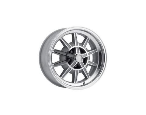 Mustang 17 x 7 GT7 Alloy Wheel, 5 on 4.5 BP, 4.25 BS, Machined / Clear Coat 1967-68