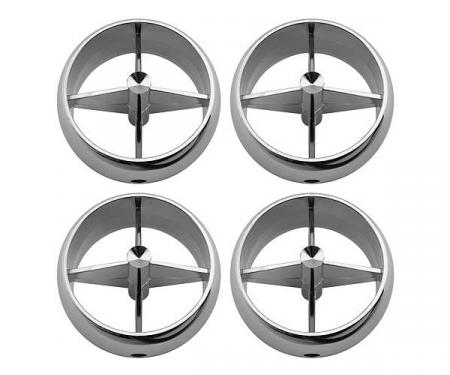 Air Conditioner Register Set - 4 Piece Set - Round Chromed Plastic