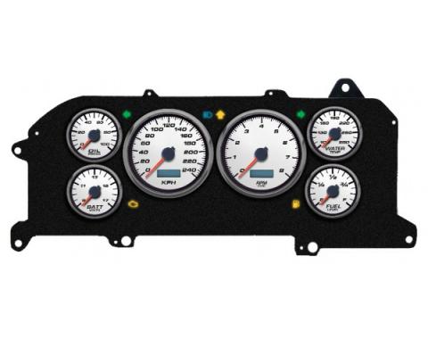 Mustang - New Vintage USA Performance ll Series Kit - 6 Gauge Package, White Dial - 1987-1993 - Programmmable Speedometer KPH