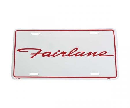 Logo License Plate - White Background With Fairlane Script In Red