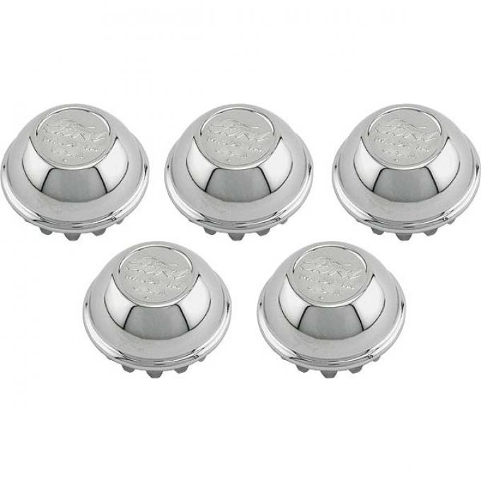 Model A Ford Hub Cap Set - 5 Pieces - Nickel Plated - Early1928 - Ford Script With Made In USA - Show Car Top Quality