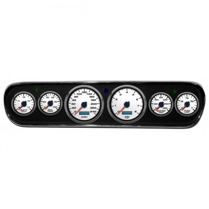 Mustang - New Vintage USA Performance ll Series DIY Gauge Panel Kit - 6 Gauge Package, White Dial, 1964-1966 - Programmable Speedometer KPH