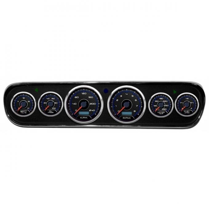 Mustang - New Vintage USA CFR Blueline Series DIY Gauge Panel Kit - 6 Gauge Package, 1964-1966 - Programmable Speedometer KPH