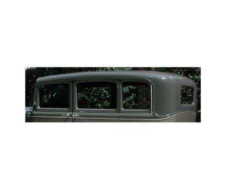 Model A Ford Window Glass Set - Standard Fordor Sedan & Town Sedan - Briggs (155B & 155D & 165B & 165D), Clear Glass