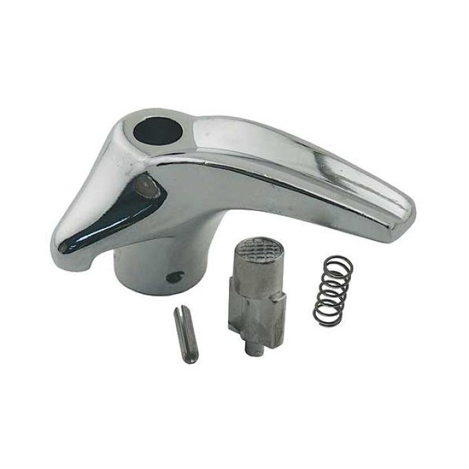 Ford Thunderbird Vent Window Handle, Left, Chrome, Includes Button, 1958-60