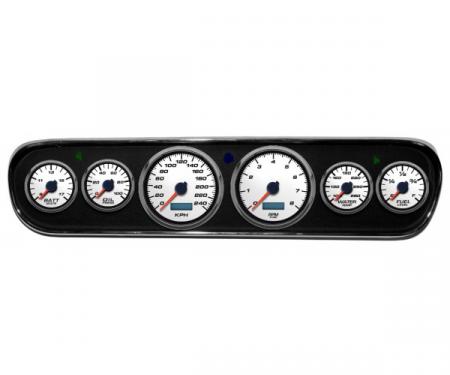 Mustang - New Vintage USA Performance ll Series DIY Gauge Panel Kit - 6 Gauge Package, White Dial, 1964-1966 - Programmable Speedometer KPH