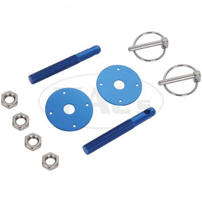 Aluminum Hood Pin Kit, Blue