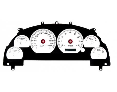 Musatng - New Vintage USA - Gauge Cluster Overlay - Performance ll Series, Silver Dial- 1999-2004