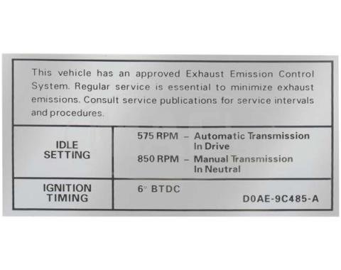 Emission Decal, 351-2V AT/MT, (BEFORE 10-1), Fairlane, Ranchero, Torino, 1970