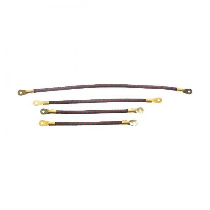 Model T Spark Plug Wire Set, Original Style, Black With RedTracer, For Firewall Mounted Coil Box, 1909-1925