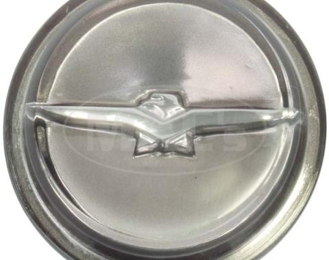 Ford Thunderbird Roof Side Emblem Insert, Silver Bird On Argent Background, For Landau Bar, 1966