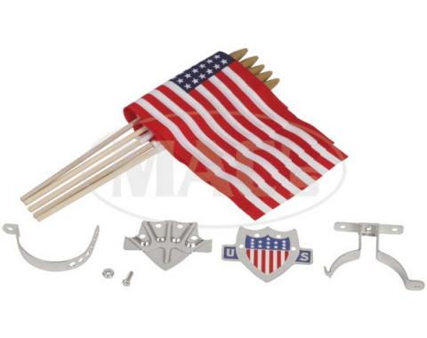 Ford Model T Flag Set, Chrome, 5 Flags