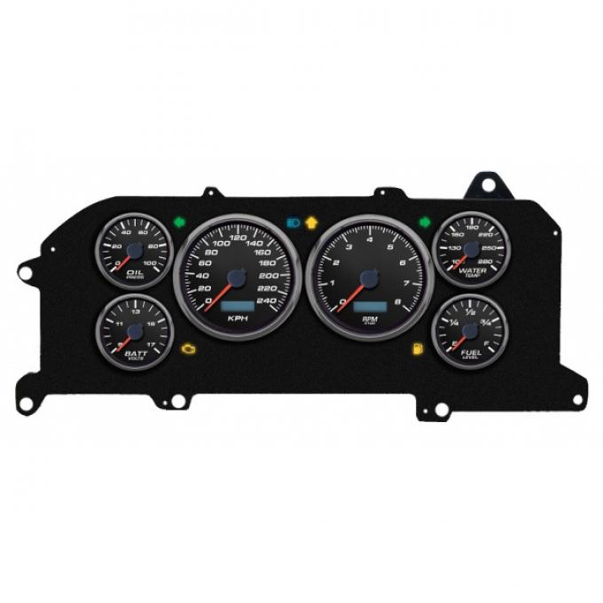 Mustang - New Vintage USA Performance ll Series Kit - 6 Gauge Package, Black Dial - 1987-1993 -  Programmable Speedometer KPH