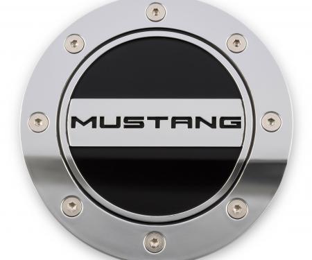 Drake Muscle 2015-2019 Ford Mustang Mustang Comp Series Fuel Door, Silver/Black FR3Z-6640526-MS