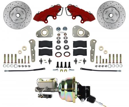 Leed Brakes Power Front Kit with Drilled Rotors and Red Powder Coated Calipers RFC0025-P307X