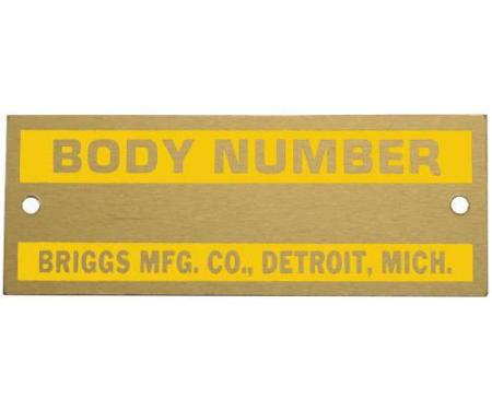 Briggs Body Number Plate A-18651