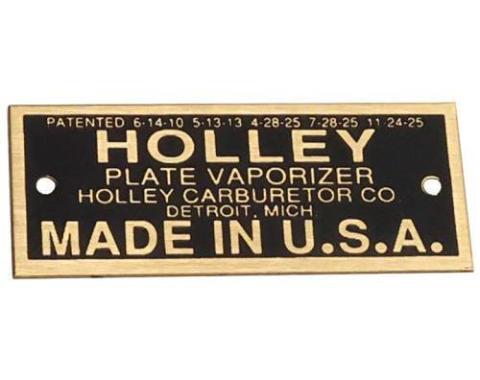 Vaporizor Data Plate Holly 26-27 T-6250-DATA