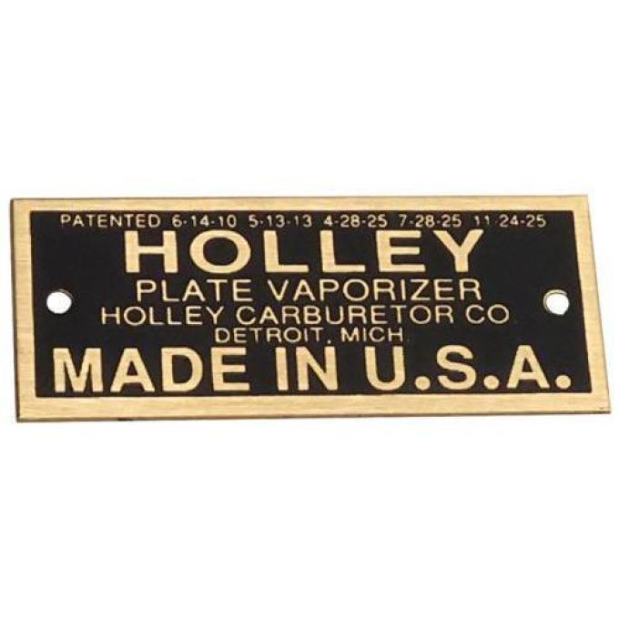 Vaporizor Data Plate Holly 26-27 T-6250-DATA