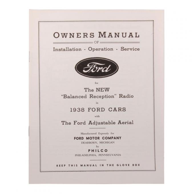 Dennis Carpenter Radio Installation Manual - 1938 Ford Car   RB-38