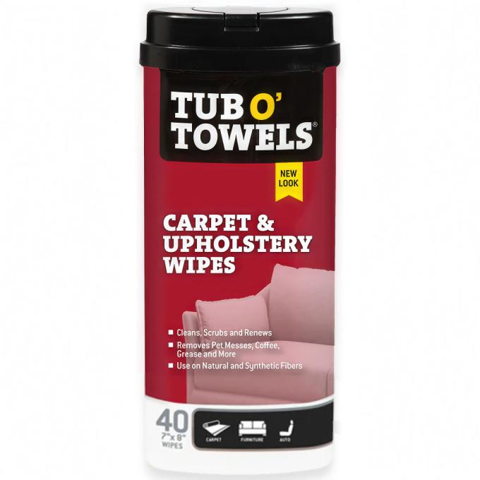 Tub O' Towels Automotive Carpet & Upholstery Wipes, 40-Count