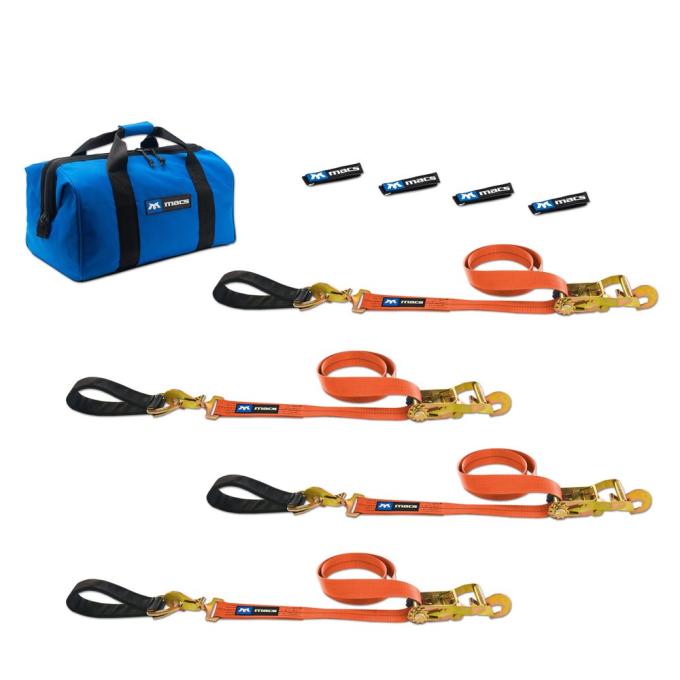 Race Ramps Two 6 & Two 8 Ultra Pack Tie-Down Straps with Detachable Axle Straps, Sewn Fixed Ends - Orange 518268