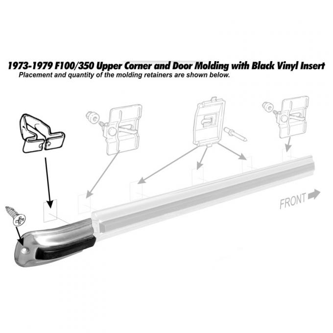 Dennis Carpenter Upper Cab Corner Molding - Right or Left Hand - 1973-79 Ford Truck D3TZ-10423A16-C