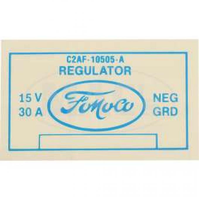 Voltage Regulator Decal, Blue, Galaxie, 1962-1963