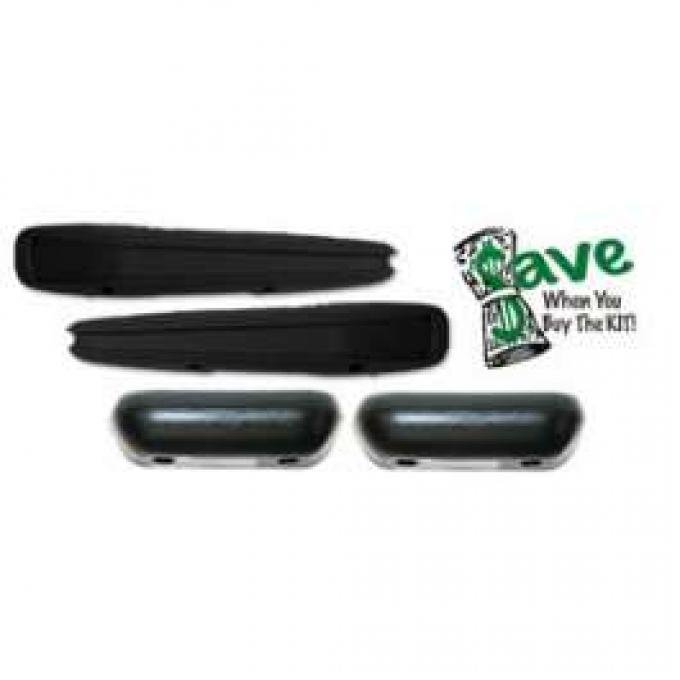 Armrest Pad Kit, Front & Rear, Black, Fairlane, Torino, 1968-1969