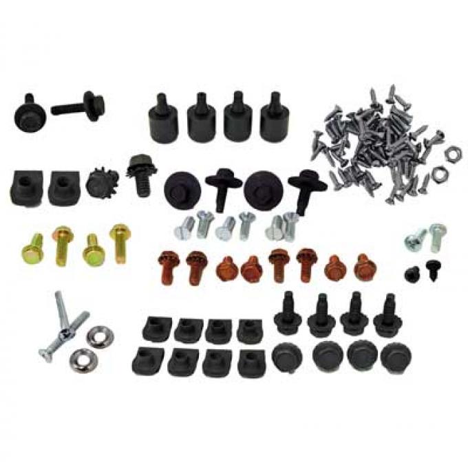 Mustang Fastback 120 Piece Folding Seat / Trap Door Fastener Kit, 1968