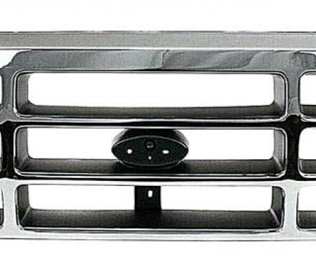 OER 1992-96 Ford F-150, F-250, F-350, Bronco, Grill Assembly, Without Emblem, Dark Gray/Chrome TR8200X